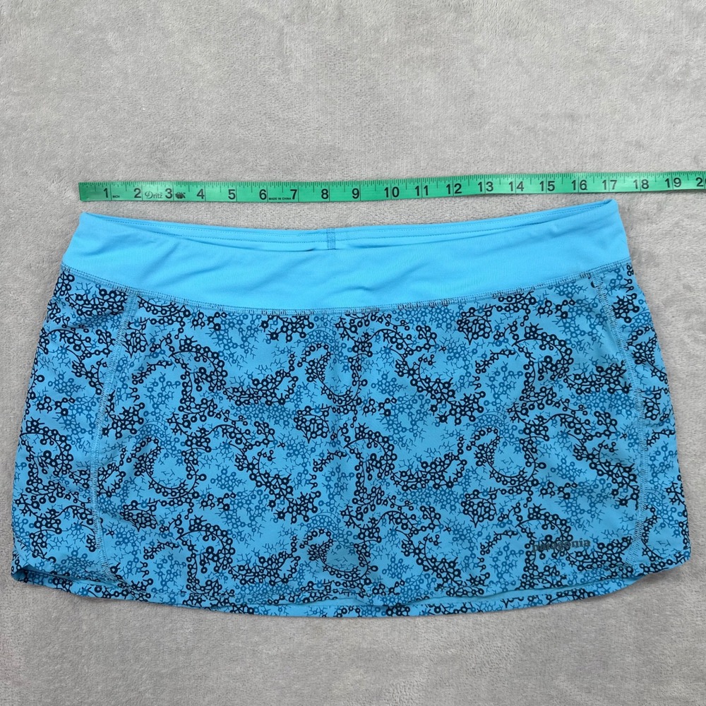 Patagonia Skort Women Large Blue Floral Activewear Running Hiking Outdoor Summer - Picture 6 of 10